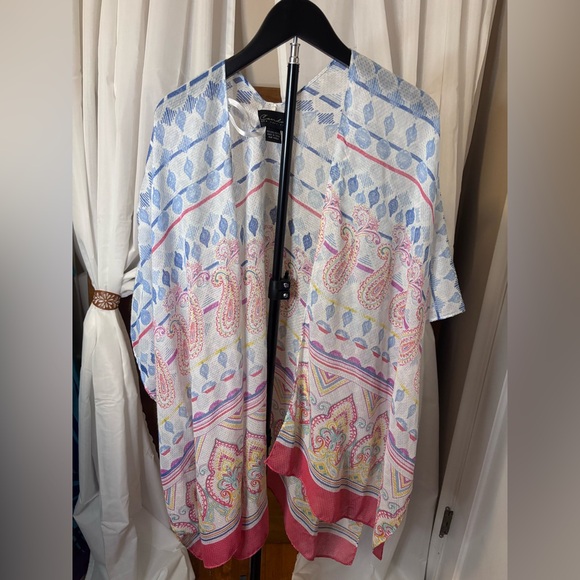 Other - Lightweight Paisley Kimono Cardigan - Pink, Blue, White